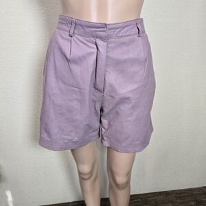 CIGNO NERO 100% Butter Soft Leather Lavender Shorts Size 8-10